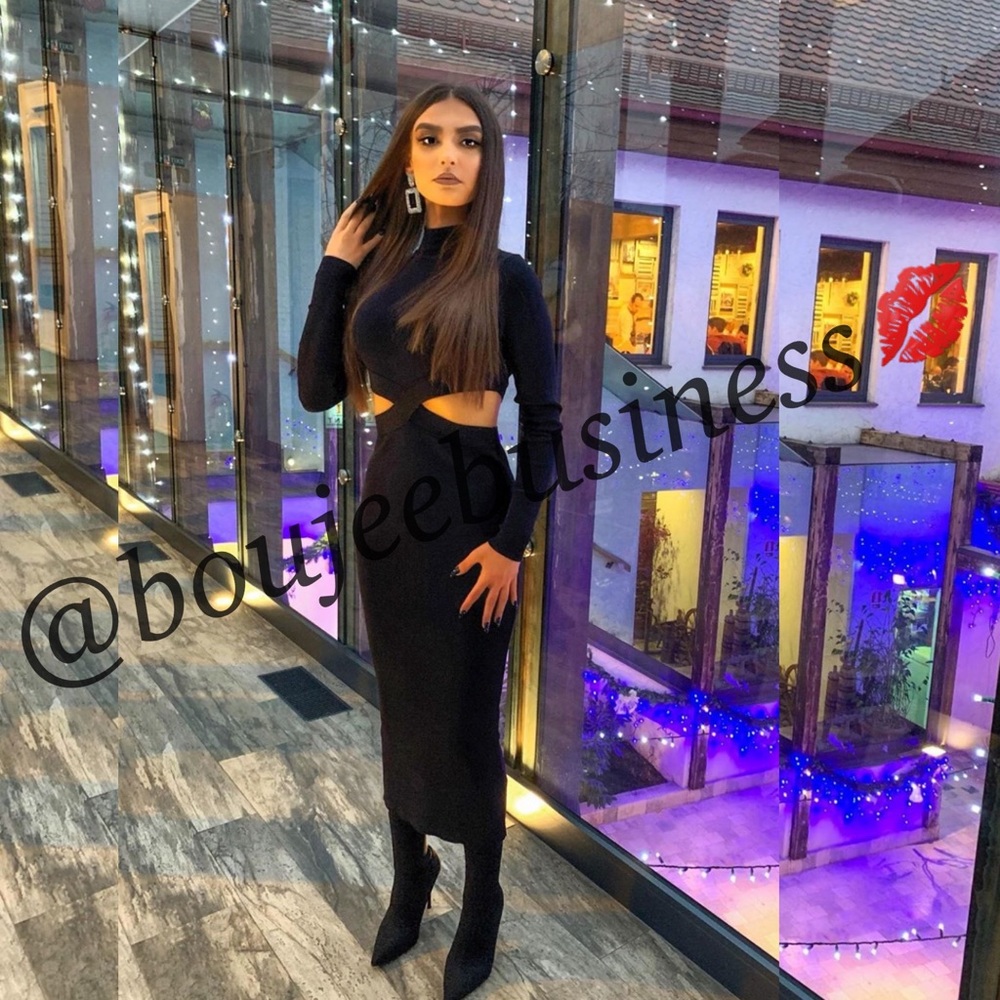 ZARA Black Knit Dress with Side Cut Outs - Picture 3 of 8
